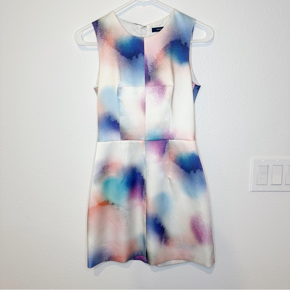French Connection Tulle Watercolor Print Mini Dress